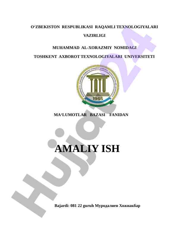 Ma'lumotlar bazasi loyihalash va aloqa diagrammasi
