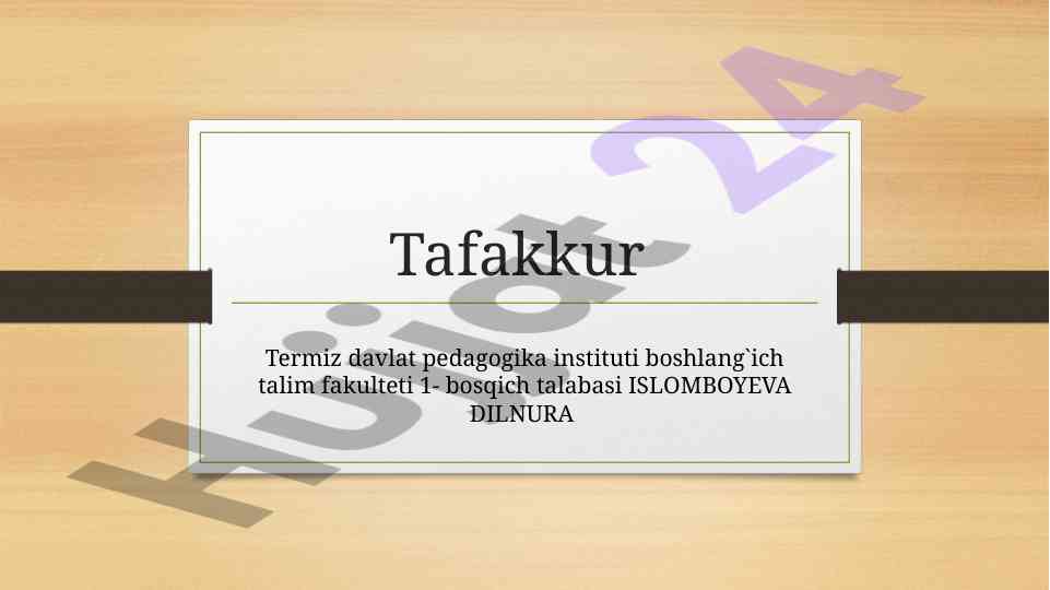 Tafakkur: inson aqliy faoliyatining yuksak shakli