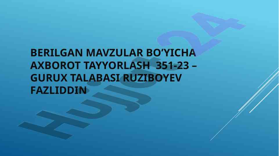 Yorug’lik tezligini o’lchash mavzusi