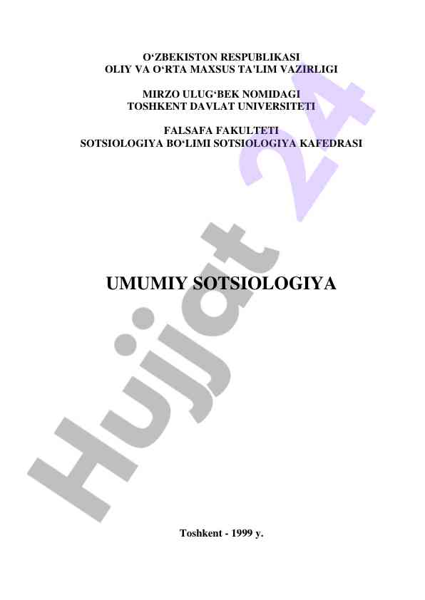 Umumiy sotsiologiya darslik qo‘llanmasi