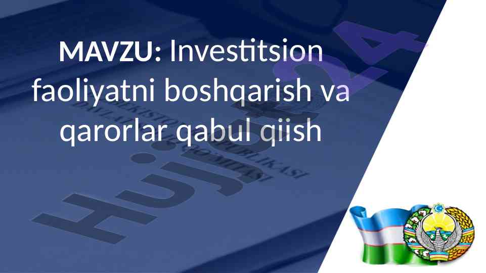 Investitsion faoliyatni boshqarish tizimi