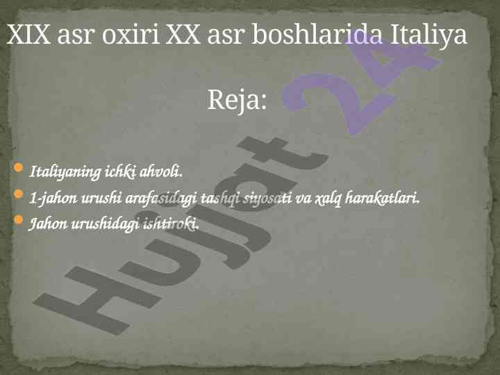 Italiyaning ichki ahvoli va siyosiy harakatlari