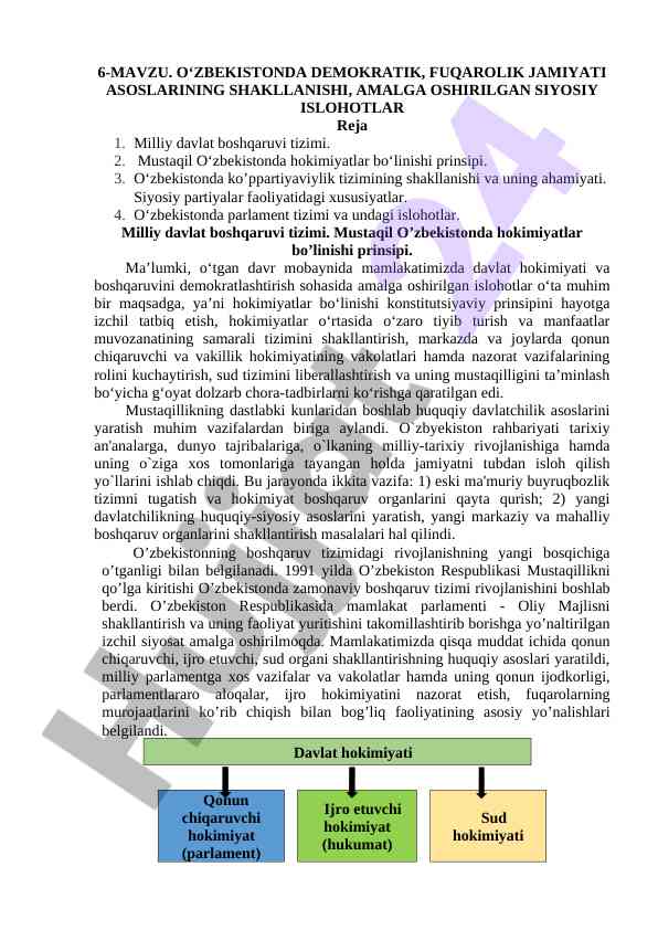 O‘zbekistonda demokratik fuqarolik jamiyati asoslari