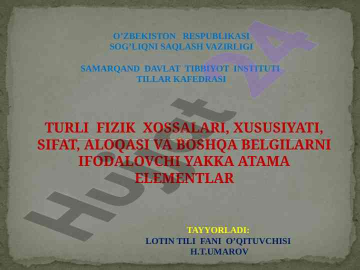 Turli fizik xossalari va ularning aloqalari