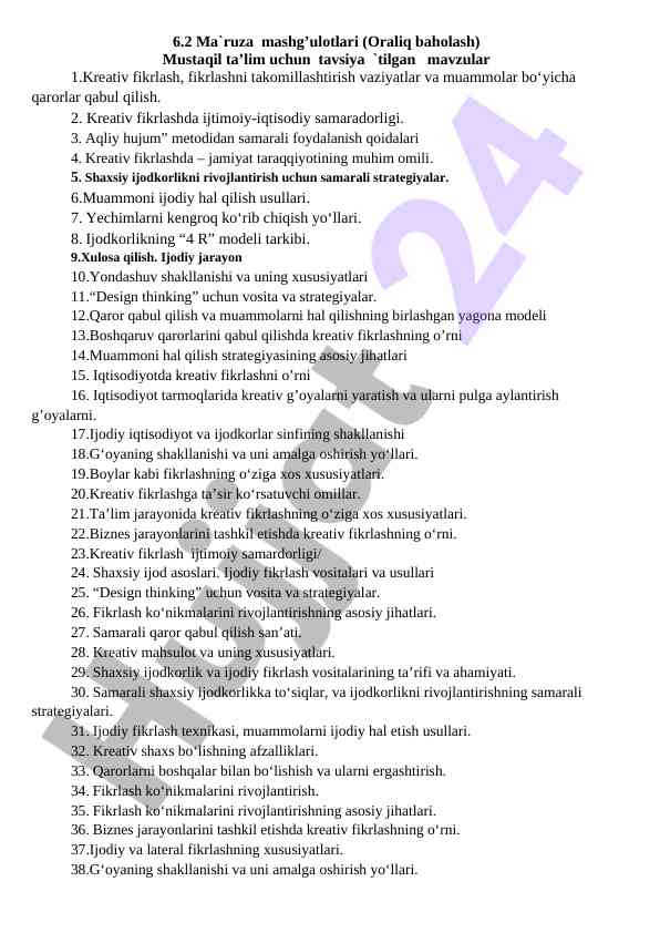 Kreativ fikrlash va ijodiy strategiyalar