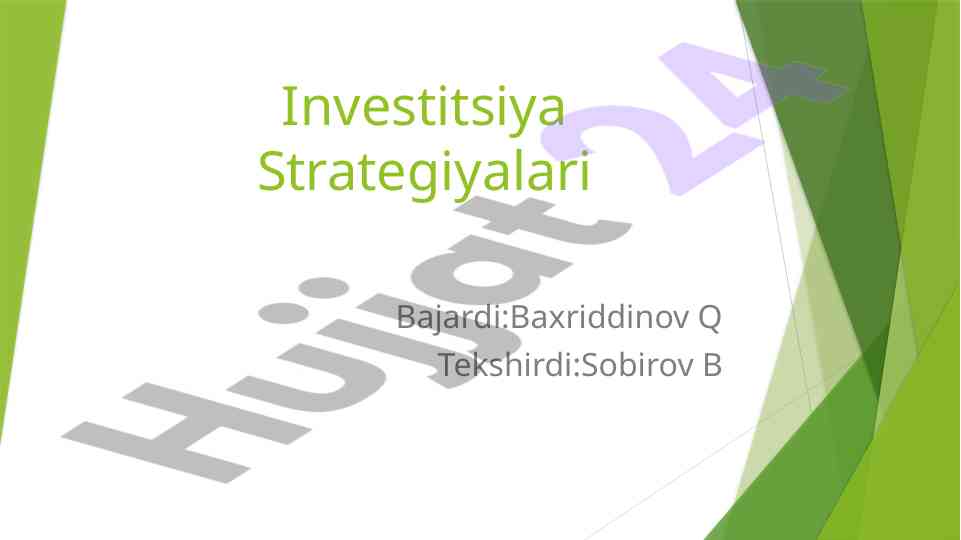 Investitsiya strategiyalari va ommaviy takliflar
