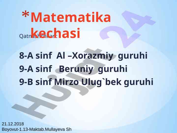 Matematika kechasi: hisob ilmi va tenglamalar