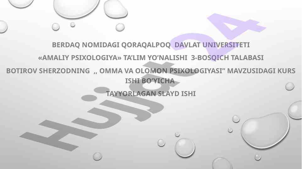 Omma va olomon psixologiyasi mavzudagi kurs ishlari