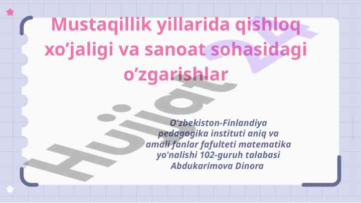 Qishloq xo'jaligi va sanoat o'zgarishlari