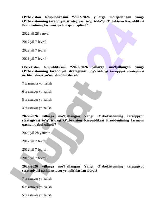 O‘zbekistonning taraqqiyot strategiyasi 2022-2026