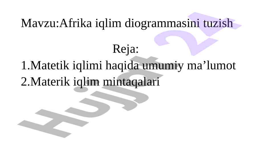 Afrika iqlim diogrammasi tuzish haqida ma'lumot