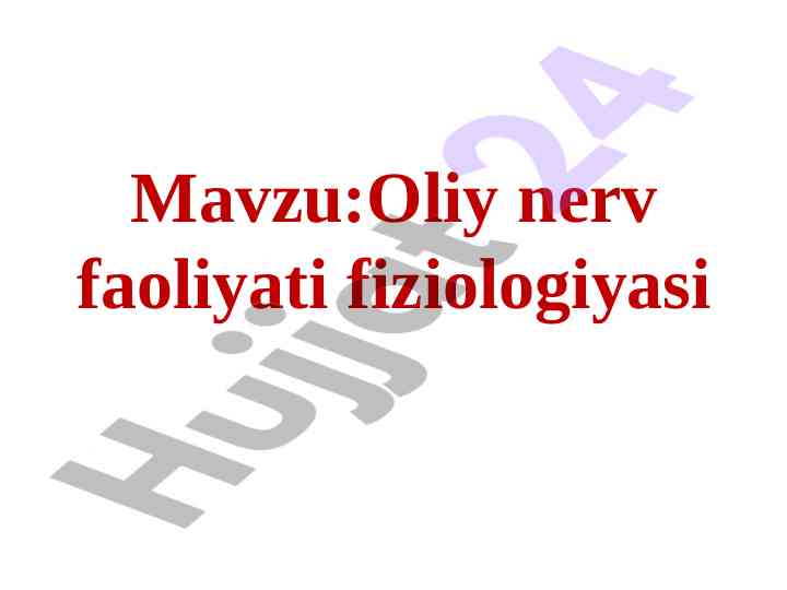 Oliy nerv faoliyati fiziologiyasi va refleks turlari
