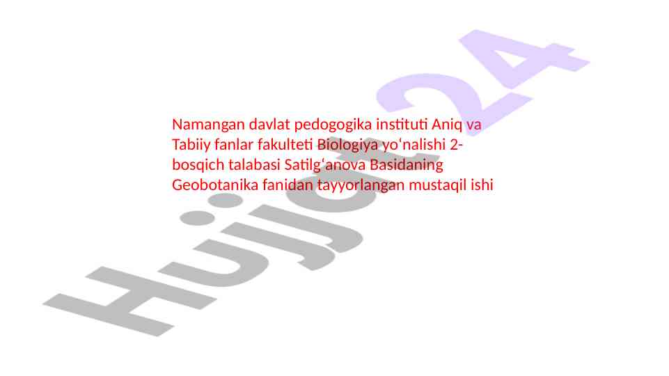 Geobotanika fanidan mustaqil ish