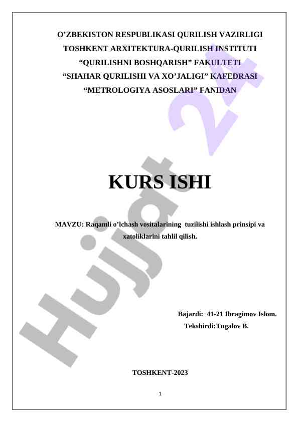 Raqamli o’lchash vositalarining tahlili