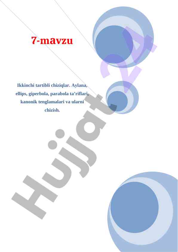Ikkinchi Tartibli Chiziqlar Aylana Ellips Giperbola