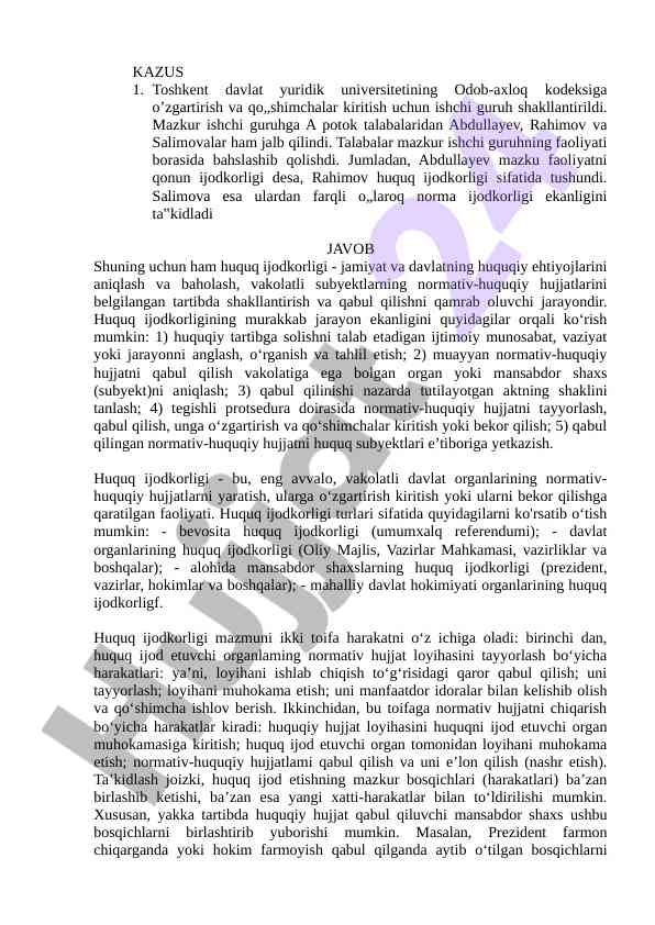 Odob-axloq kodeksiga o'zgartirishlar kiritish