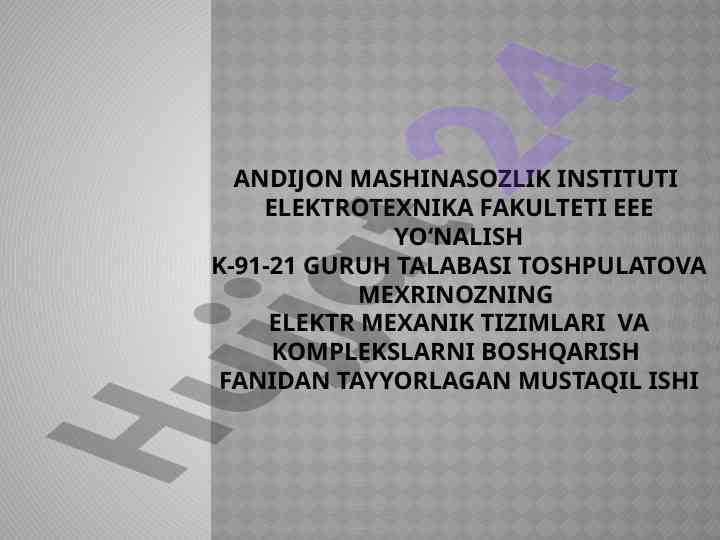 Tiristorli kuchlanish rostlagichi asinxron motorlar uchun