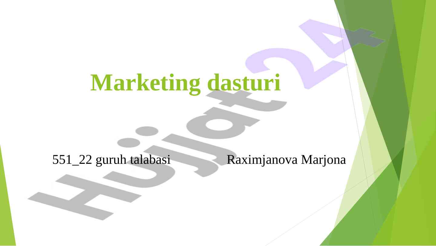 Marketing dasturi yondashuvlari va uslublari