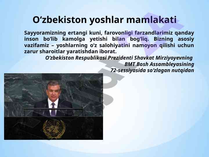 Yoshlar ta’limi va tarbiyasi o‘zbekiston rivoji