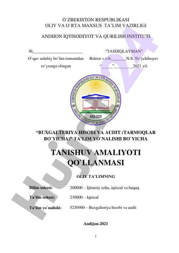 Buxgalteriya hisobi va audit amaliyoti qo'llanmasi