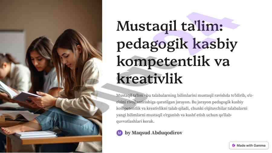 Mustaqil ta'lim va pedagogik kompetentlik