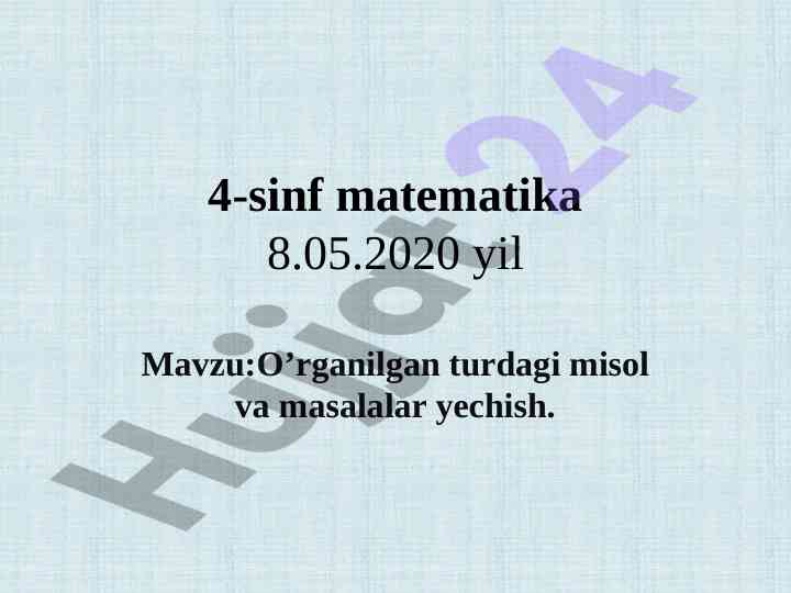 4-sinfda matematika darsida misol yechish