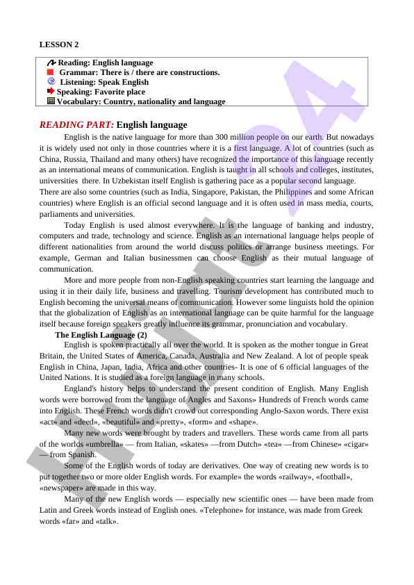 Importance of english as an international language