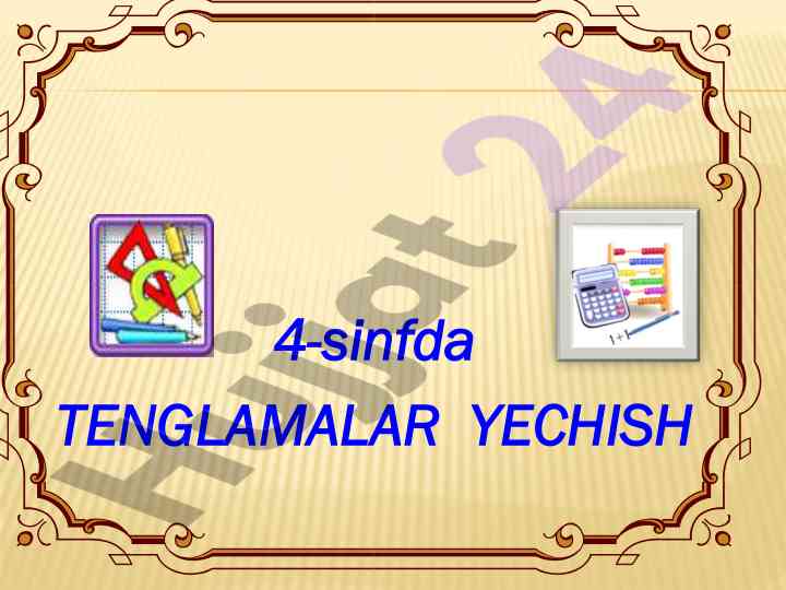 4-sinfda tenglamalar yechish dars taqsimoti