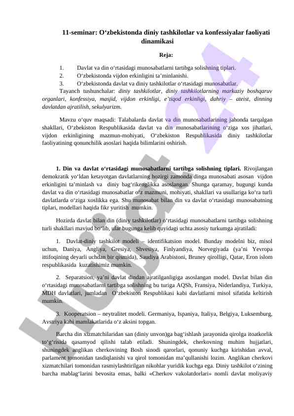 O‘zbekistonda diniy tashkilotlar faoliyati dinamikasi