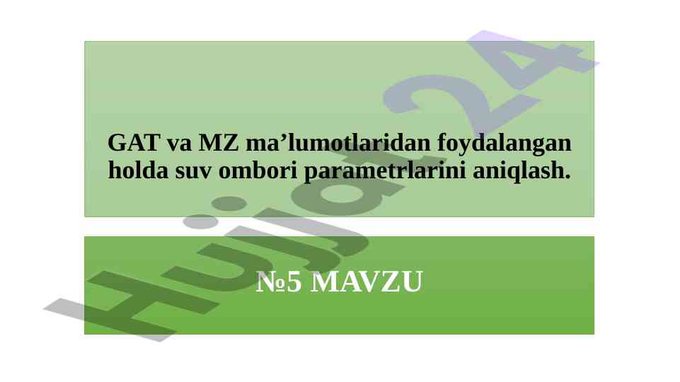 Suv ombori parametrlarini aniqlash usullari