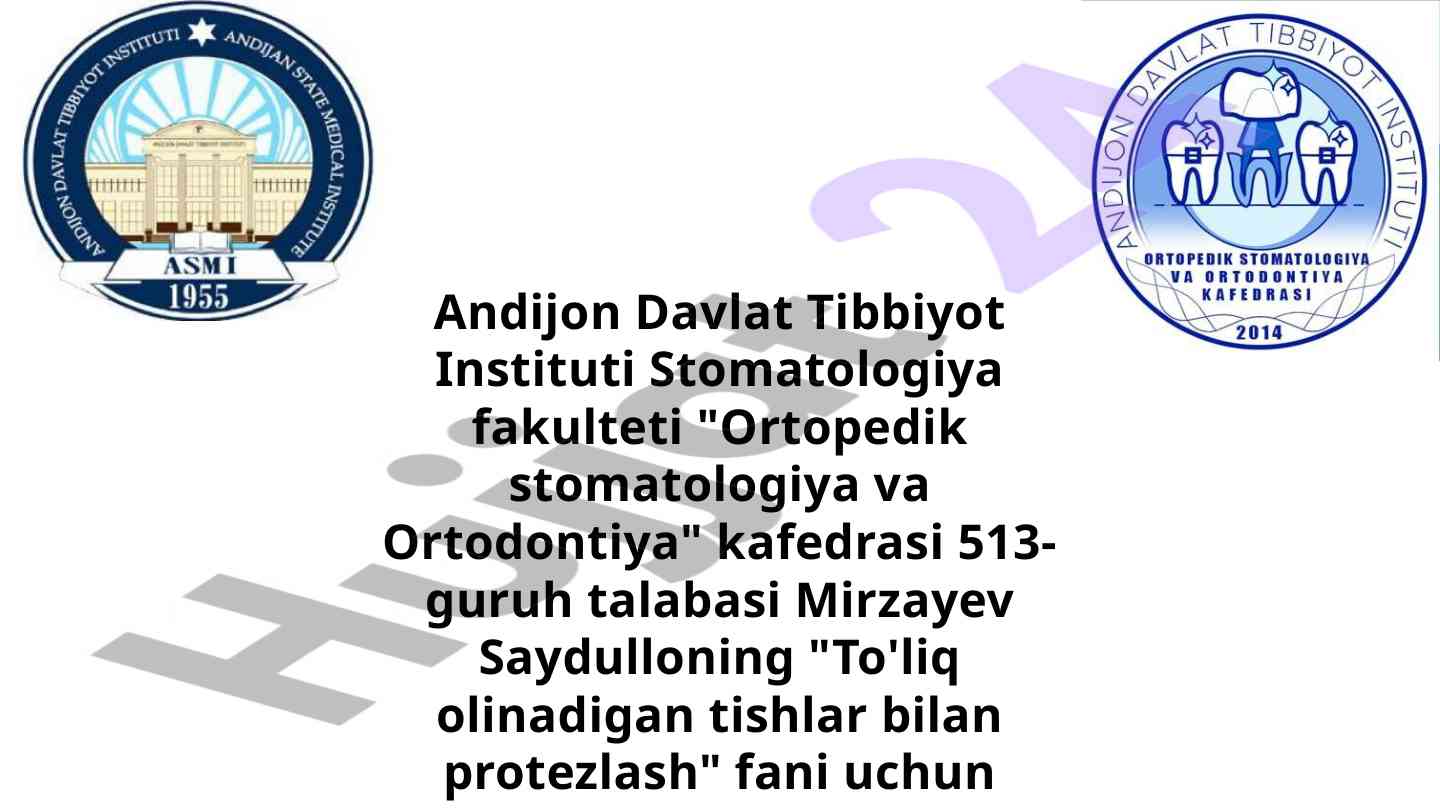 Estetik qonunlarning tish protezlari konstruksiyasidagi roli