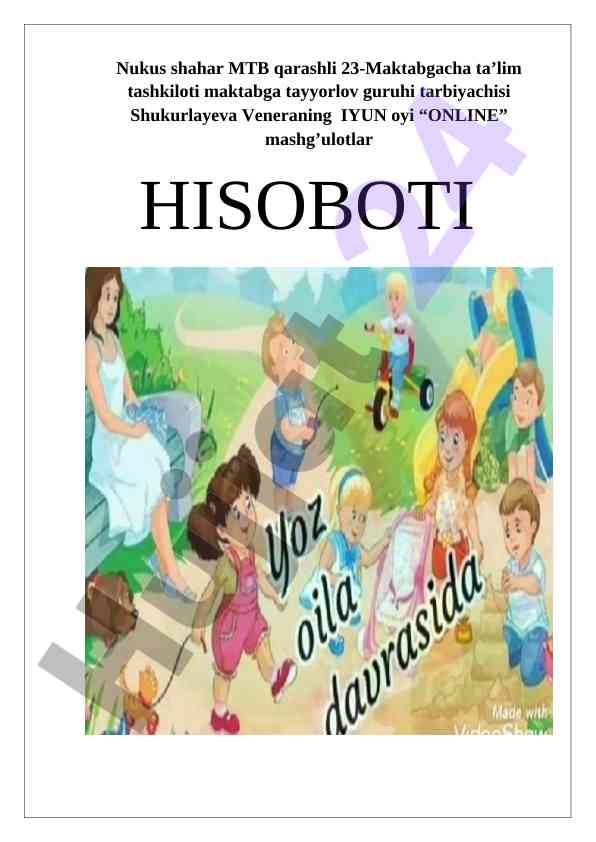 Online mashgʻulotlar hisoboti iyun oyi uchun