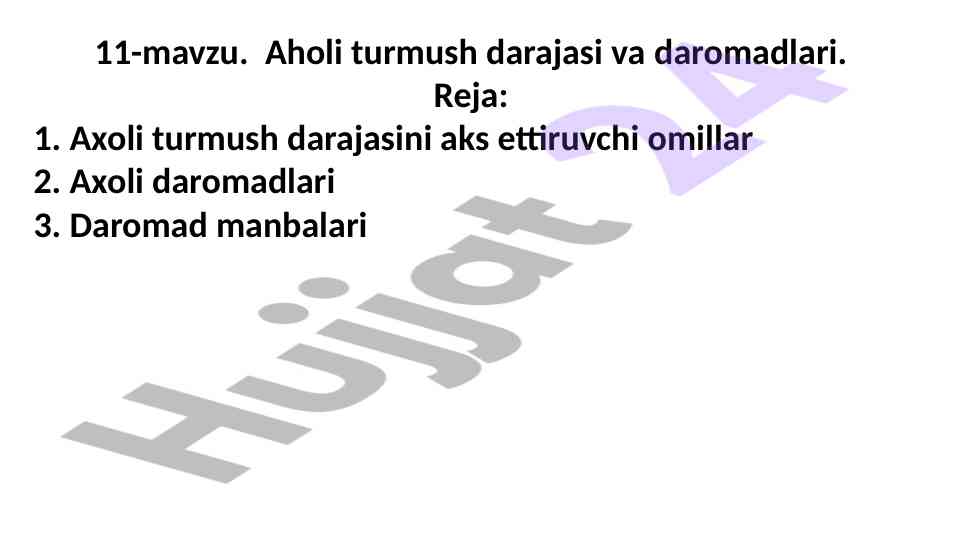 Aholi turmush darajasi va daromadlari tahlili