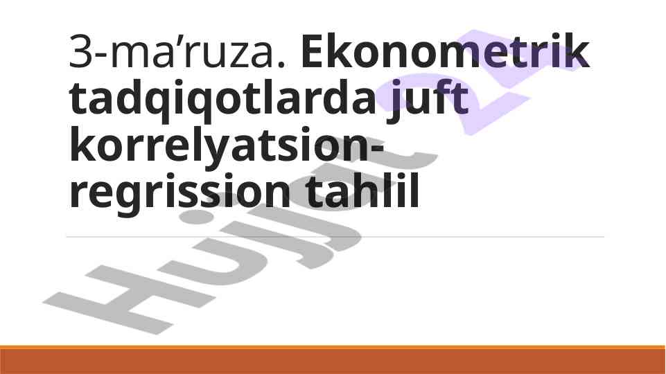 Ekonometrik tadqiqotlarda korrelyatsion tahlil