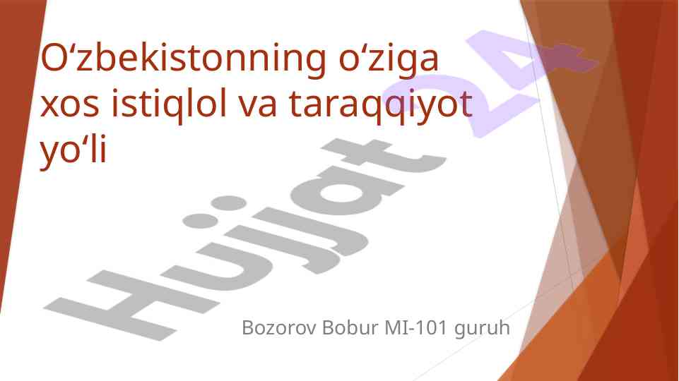 O‘zbekiston taraqqiyot yo‘li va muammolari