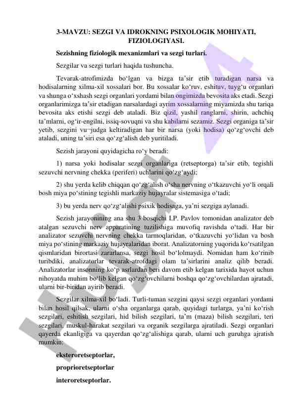 Sezgi va idrokning psixologik mohiyati