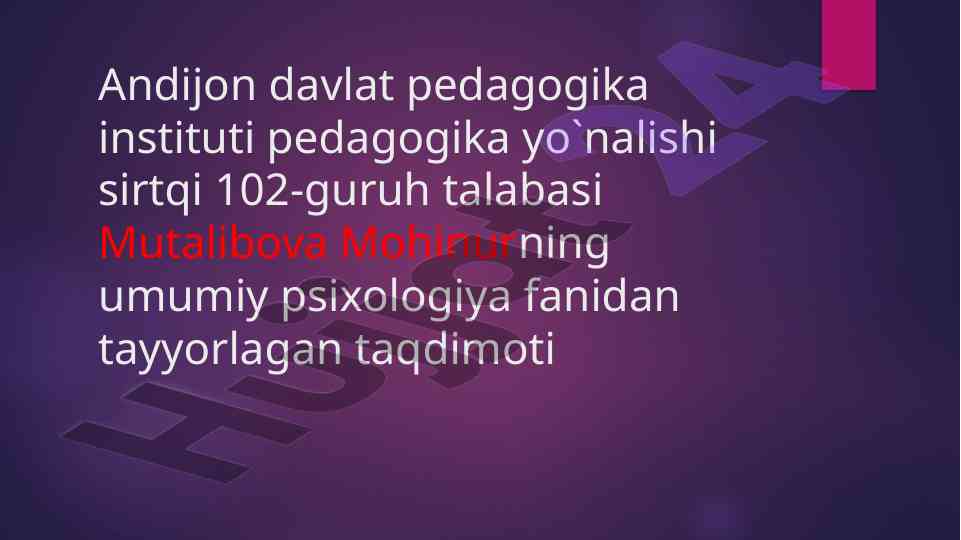 Ilk bolalik davri psixologiyasi taqdimoti