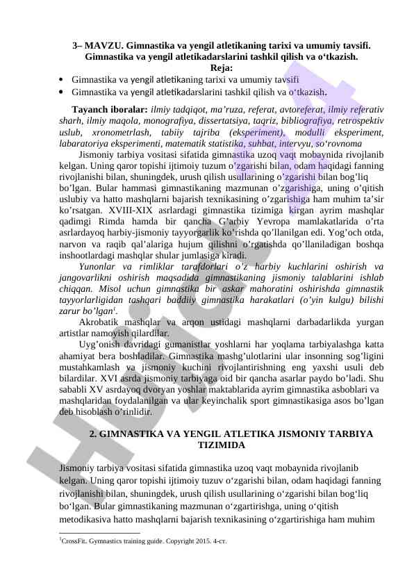 Gimnastika va yengil atletikaning tarixi va tavsifi