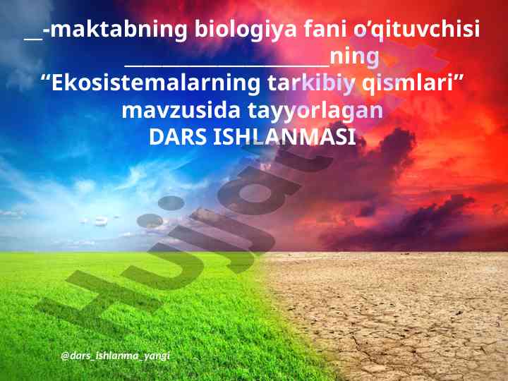 Ekosistemalarning tarkibiy qismlari haqida dars ishlanmasi