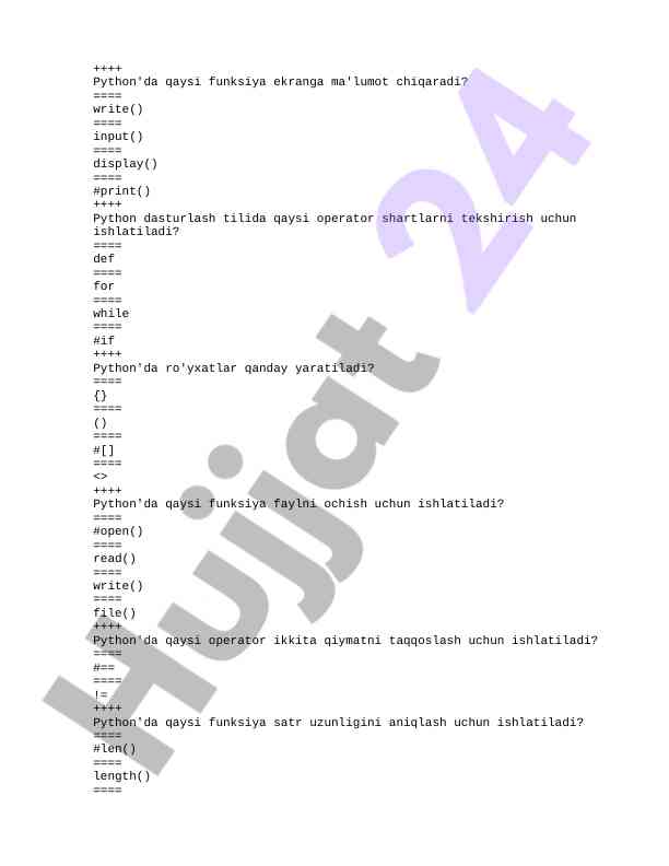Python dasturlashda funksiyalarni va operatorlarni o'rganish