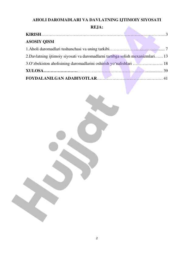 Aholi daromadlari va davlat ijtimoiy siyosati