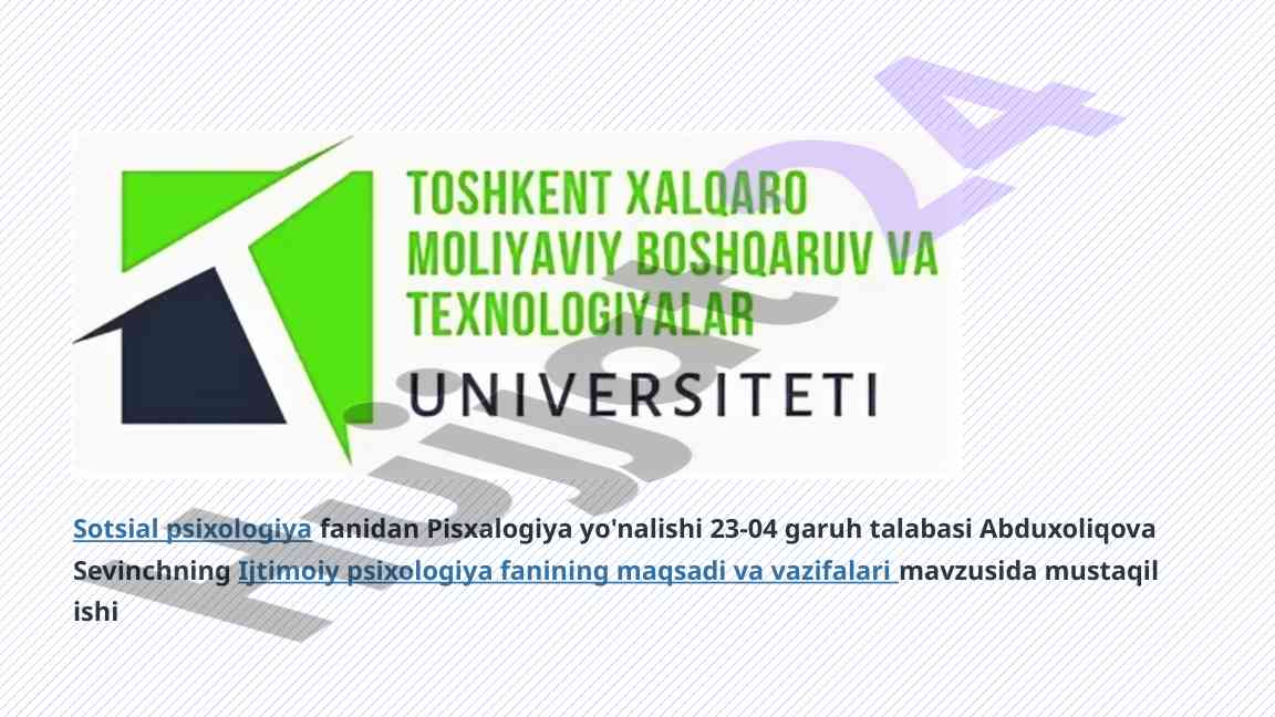 Ijtimoiy psixologiya: maqsad va vazifalar tahlili