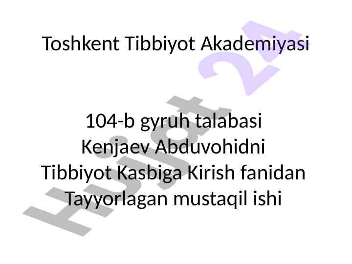 Tibbiyot deontologiya asoslari va yatrogeniya muammolari