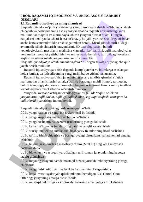 Raqamli iqtisodiyot va uning ahamiyati