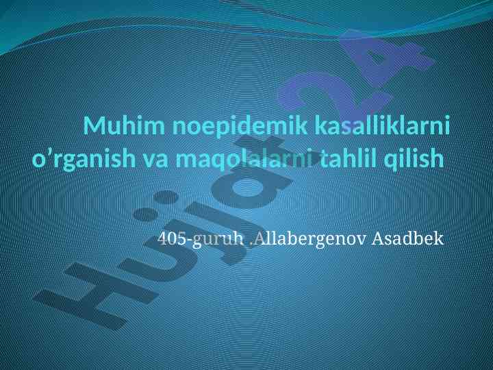 Noepidemik kasalliklar va sog'lom turmush tarzi
