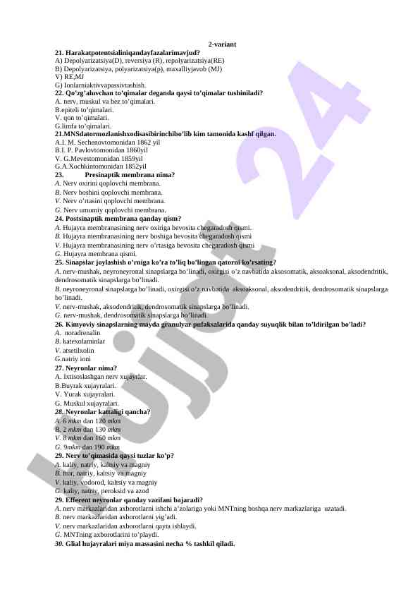 Harakat potentsiali va qo'zg'aluvchan to'qimalar