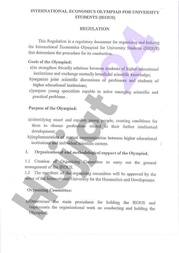International economics olympiad guidelines for students