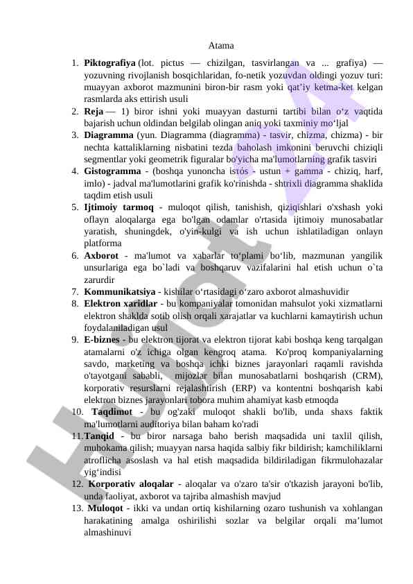 Atama piktografiya va diagrammalar
