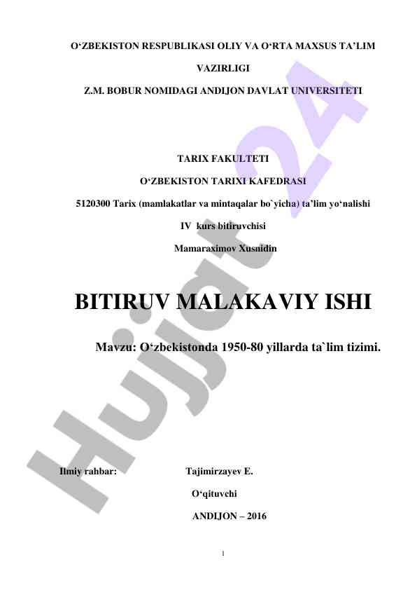 O‘zbekistonda 1950-80 yillarda ta’lim tizimi