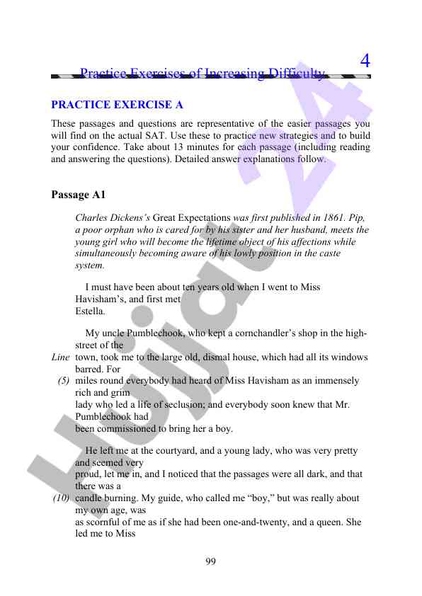 Practice exercises for sat reading comprehension
